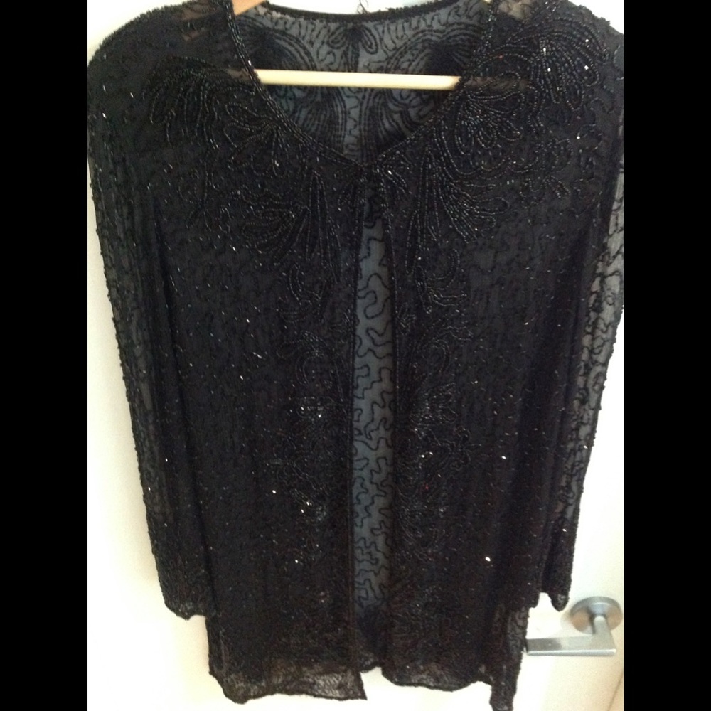 2/$40 HAND BEADED CARDIGAN JACKET L FIT